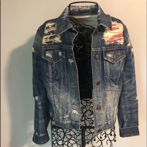 Ralph Lauren Distressed American Flag Denim Jacket